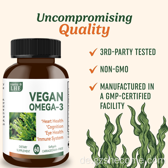 Shecome Vegane Omega-3-Algen-Softgels für die Herzgesundheit